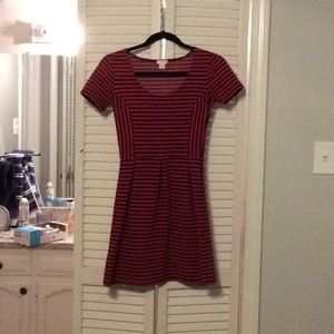 Short Sleeve Red and Navy Dress